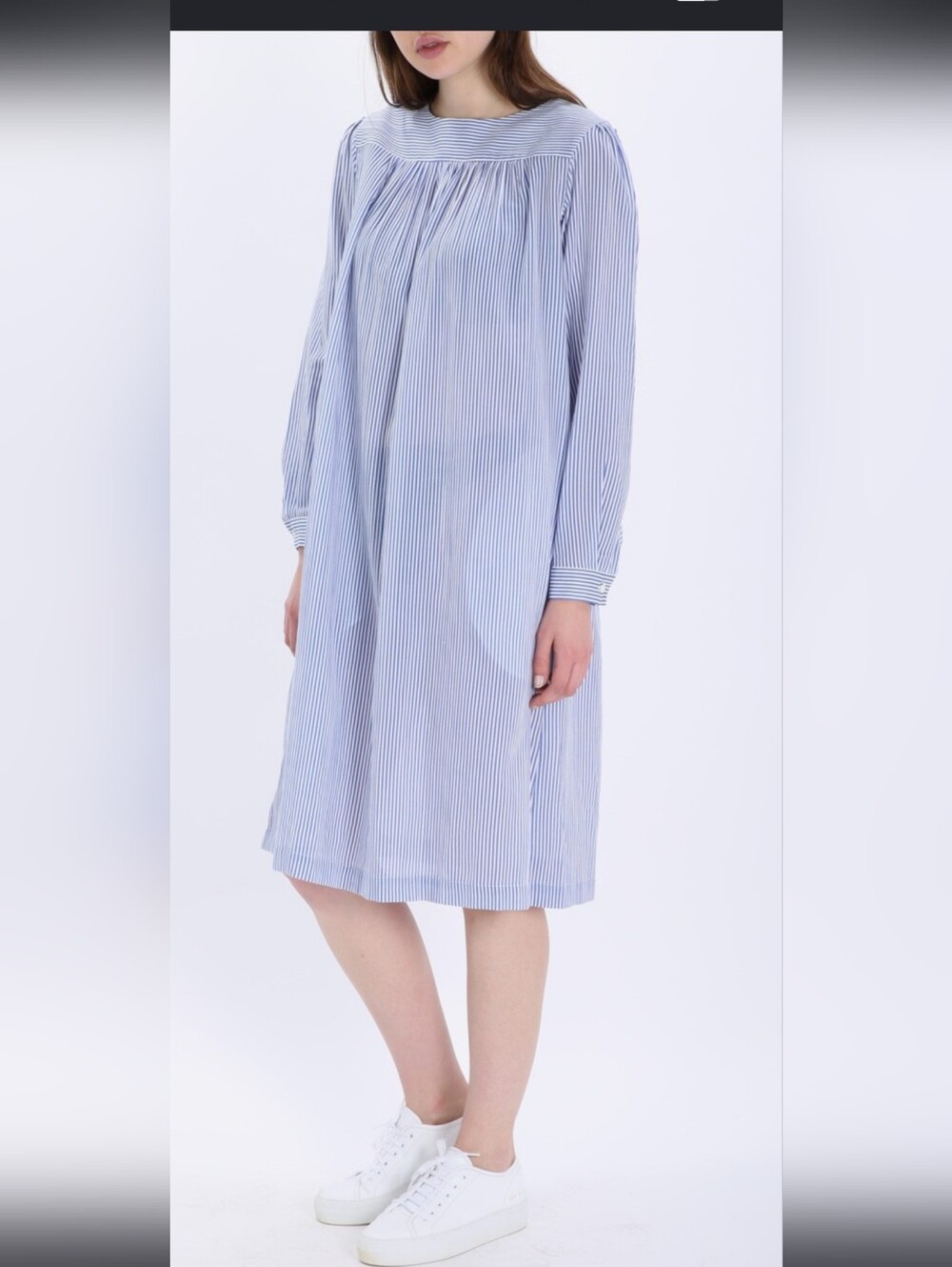A.P.C. Blue and White Striped Shirt Dress